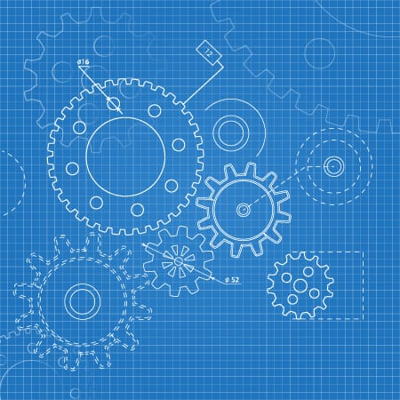 Gears sketched in a blueprint